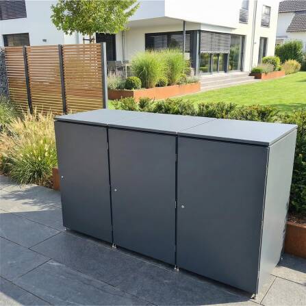 Metzler Mülltonnenbox | 3er | 240l | aus Aluminium | rostfrei & massiv | Anthrazit RAL 7016