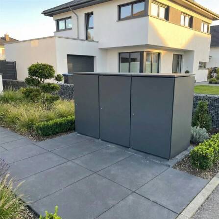 Metzler Mülltonnenbox | 3er | 240l | aus Aluminium | rostfrei & massiv | Anthrazit RAL 7016