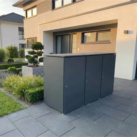 Metzler Mülltonnenbox | 3er | 240l | aus Aluminium | rostfrei & massiv | Anthrazit RAL 7016