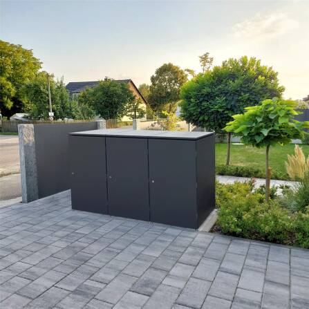 Metzler Mülltonnenbox | 3er | 240l | aus Aluminium | rostfrei & massiv | Anthrazit RAL 7016