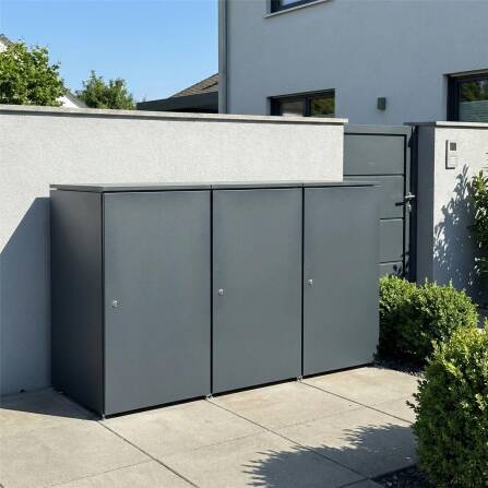 Metzler Mülltonnenbox | 3er | 240l | aus Aluminium | rostfrei & massiv | Anthrazit RAL 7016