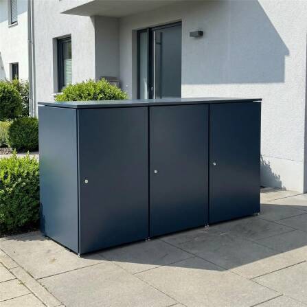 Metzler Mülltonnenbox | 3er | 240l | aus Aluminium | rostfrei & massiv | Anthrazit RAL 7016