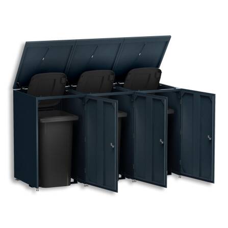 Metzler Mülltonnenbox | 3er | 240l | aus Aluminium | rostfrei & massiv | Anthrazit RAL 7016
