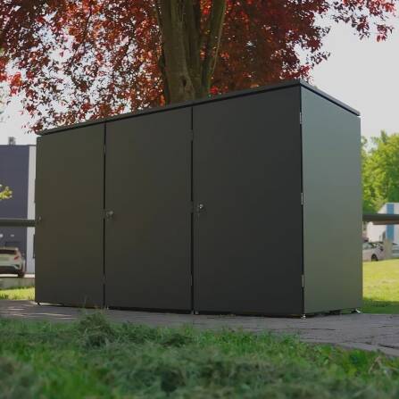 Metzler Mülltonnenbox | 3er | 240l | aus Aluminium | rostfrei & massiv | Anthrazit RAL 7016