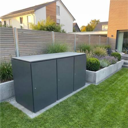 Metzler Mülltonnenbox | 3er | 240l | aus Aluminium | rostfrei & massiv | Anthrazit RAL 7016