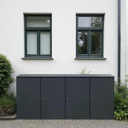 Metzler Mülltonnenbox | 4er | 240l | aus Aluminium | rostfrei & massiv | Anthrazit RAL 7016