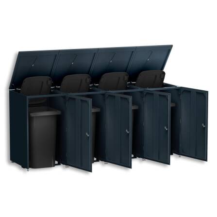 Metzler Mülltonnenbox | 4er | 240l | aus Aluminium | rostfrei & massiv | Anthrazit RAL 7016