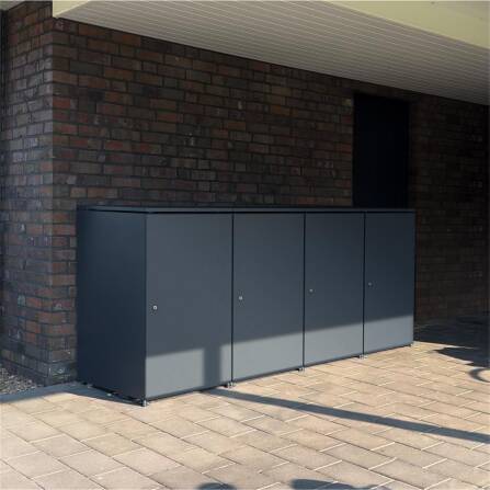 Metzler Mülltonnenbox | 4er | 240l | aus Aluminium | rostfrei & massiv | Anthrazit RAL 7016