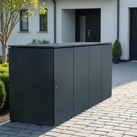 Metzler Mülltonnenbox | 4er | 240l | aus Aluminium | rostfrei & massiv | Anthrazit RAL 7016