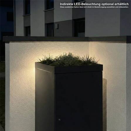 Metzler Mülltonnenbox mit Pflanzdach | 1er | 240l | aus Aluminium | rostfrei & massiv | Anthrazit RAL 7016