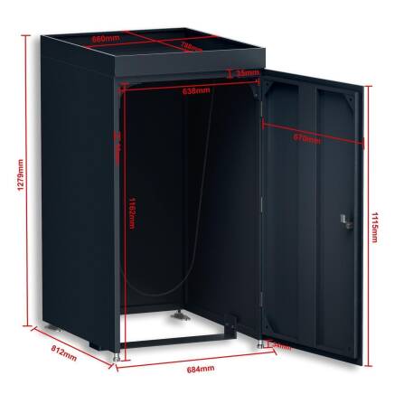 Metzler Mülltonnenbox mit Pflanzdach | 1er | 240l | aus Aluminium | rostfrei & massiv | Anthrazit RAL 7016