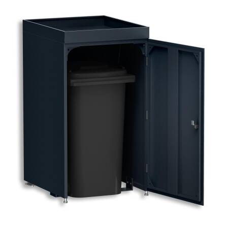 Metzler Mülltonnenbox mit Pflanzdach | 1er | 240l | aus Aluminium | rostfrei & massiv | Anthrazit RAL 7016