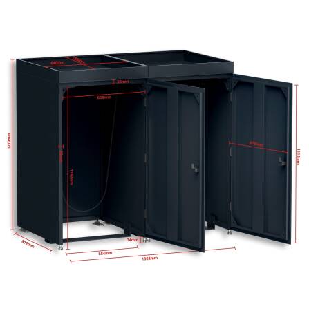 Metzler Mülltonnenbox mit Pflanzdach | 2er | 240l | aus Aluminium | rostfrei & massiv | Anthrazit RAL 7016