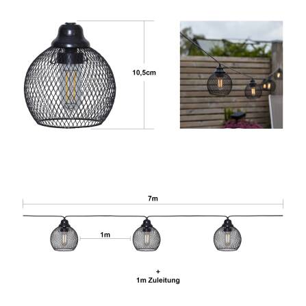 Lichterkette | Sunlight | 8-flammig | Warmweiß | 7 m