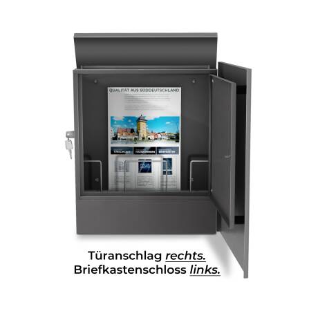 Metzler Briefkasten aus hochwertigem Stahl pulverbeschichtet | personalisiert mit Gravur | Eisenglimmer | Lepo 1