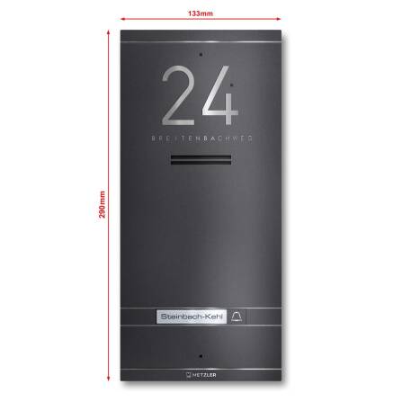 Metzler ADM10 Citofono Audio | 1 Pulsante | Con targhetta nome intercambiabile | Effetto ferro micaceo | Kai