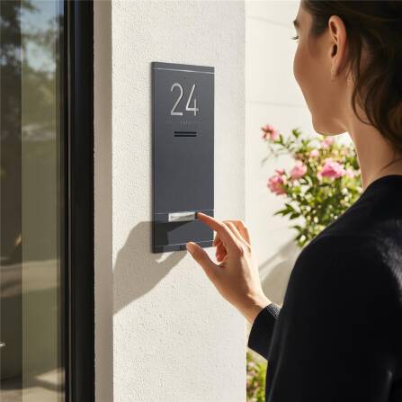 Metzler ADM10 Citofono Audio | 1 Pulsante | Con targhetta nome intercambiabile | Effetto ferro micaceo | Kai