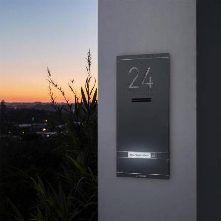 Metzler ADM10 Citofono Audio | 1 Pulsante | Con targhetta nome intercambiabile | Effetto ferro micaceo | Kai