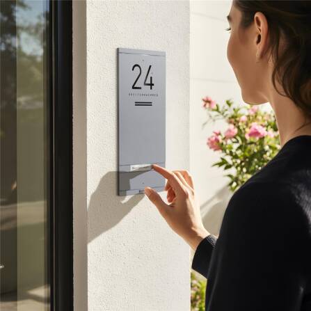 Metzler ADM10 Audio-Türsprechanlage | 1 Klingeltaster | Mit austauschbarem Namensschild | Grau | Kai