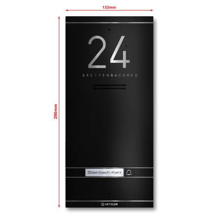 Metzler ADM10 Citofono Audio | 1 Pulsante | Con targhetta del nome sostituibile | Nero | Kai