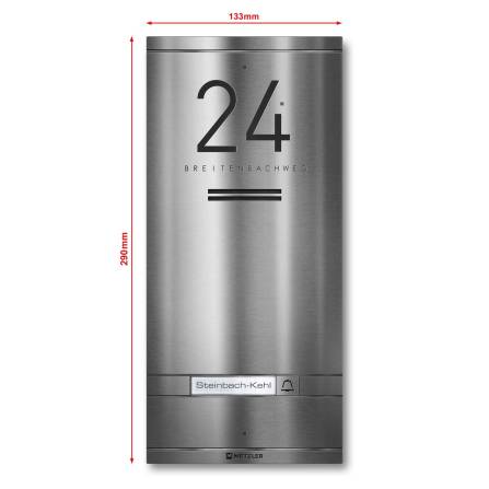 Metzler ADM10 Audio-Türsprechanlage | 1 Klingeltaster | Mit austauschbarem Namensschild | Edelstahl | Kai