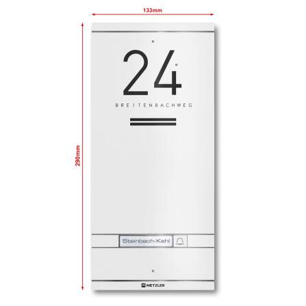 Metzler ADM10 Audio-Türsprechanlage | 1 Klingeltaster | Mit austauschbarem Namensschild | Weiß | Kai