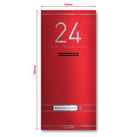 Metzler ADM10 Audio-Türsprechanlage | 1 Klingeltaster | Mit austauschbarem Namensschild | Wunschfarbe | Kai