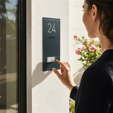 Metzler ADM10 Audio-Türsprechanlage | 2 Klingeltaster | Mit austauschbarem Namensschild | Kai