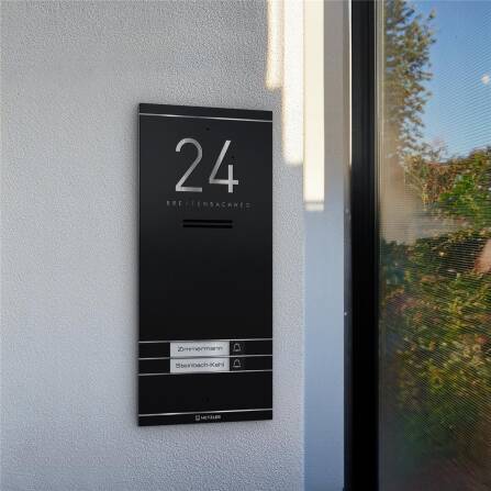 Metzler ADM10 interphone audio | 2 boutons de sonnette | Plaques de nom remplaçable | Noir | Kai
