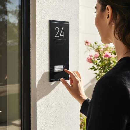 Metzler ADM10 interphone audio | 2 boutons de sonnette | Plaques de nom remplaçable | Noir | Kai