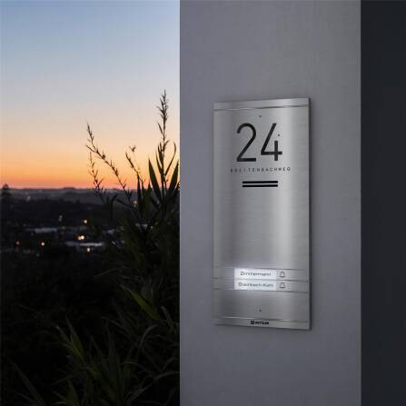 Metzler ADM10 Audio-Türsprechanlage | 2 Klingeltaster | Mit austauschbarem Namensschild | Edelstahl | Kai