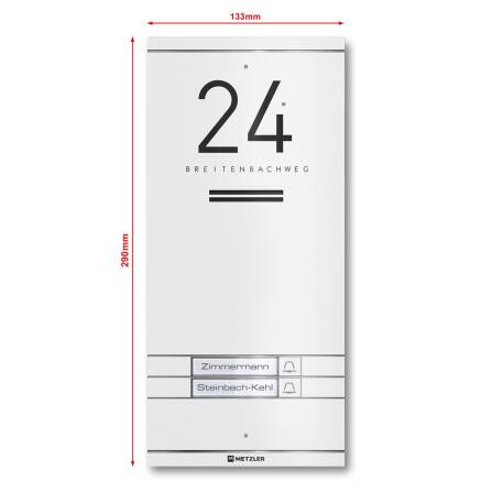 Metzler ADM10 interphone audio | 2 boutons de sonnette | Plaques de nom remplaçable | Blanc | Kai