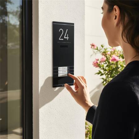 Metzler ADM10 Audio-Türsprechanlage | 3 Klingeltaster | Mit austauschbarem Namensschild | Schwarz | Kai