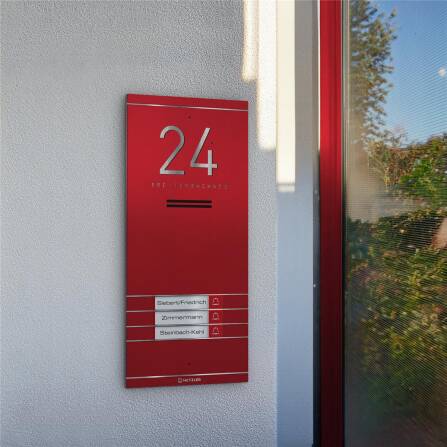 Metzler ADM10 Audio-Türsprechanlage | 3 Klingeltaster | Mit austauschbarem Namensschild | Wunschfarbe | Kai