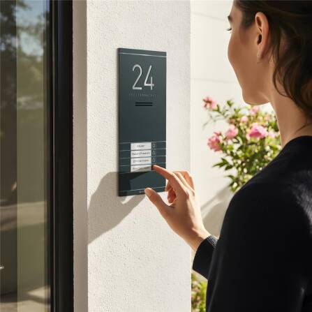 Metzler ADM10 Audio-Türsprechanlage | 4 Klingeltaster | Mit austauschbarem Namensschild | Anthrazit | Kai