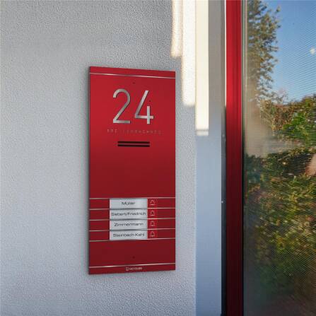 Metzler ADM10 Audio-Türsprechanlage | 4 Klingeltaster | Mit austauschbarem Namensschild | Wunschfarbe | Kai