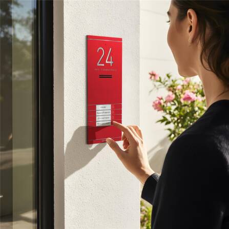 Metzler ADM10 Audio-Türsprechanlage | 4 Klingeltaster | Mit austauschbarem Namensschild | Wunschfarbe | Kai