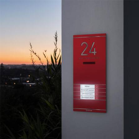 Metzler ADM10 Audio-Türsprechanlage | 4 Klingeltaster | Mit austauschbarem Namensschild | Wunschfarbe | Kai