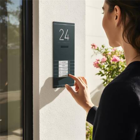 Metzler ADM10 Audio-Türsprechanlage | 5 Klingeltaster | Mit austauschbarem Namensschild | Anthrazit | Kai