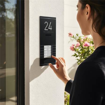 Metzler ADM10 Audio-Türsprechanlage | 5 Klingeltaster | Mit austauschbarem Namensschild | Schwarz | Kai