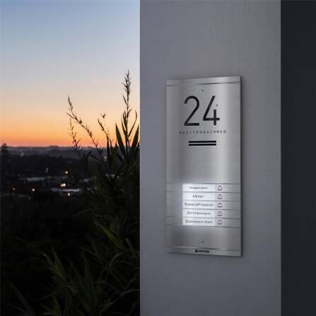 Metzler ADM10 Audio-Türsprechanlage | 5 Klingeltaster | Mit austauschbarem Namensschild | Edelstahl | Kai