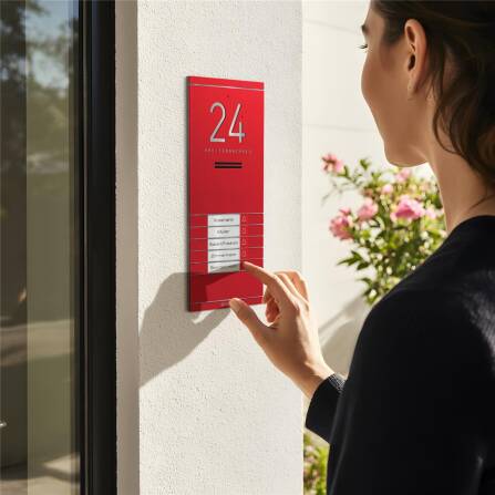 Metzler ADM10 Audio-Türsprechanlage | 5 Klingeltaster | Mit austauschbarem Namensschild | Wunschfarbe | Kai