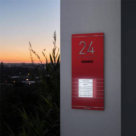 Metzler ADM10 Audio-Türsprechanlage | 5 Klingeltaster | Mit austauschbarem Namensschild | Wunschfarbe | Kai