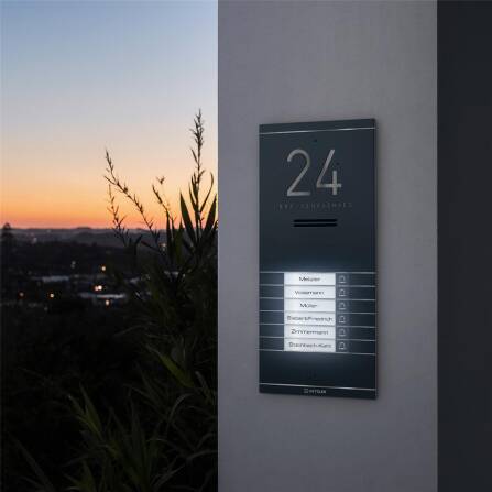 Metzler ADM10 Audio-Türsprechanlage | 6 Klingeltaster | Mit austauschbarem Namensschild | Anthrazit | Kai