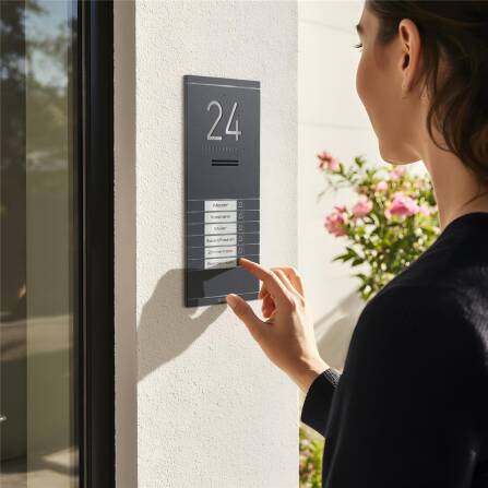 Metzler ADM10 Audio-Türsprechanlage | 6 Klingeltaster | Mit austauschbarem Namensschild | Eisenglimmer | Kai