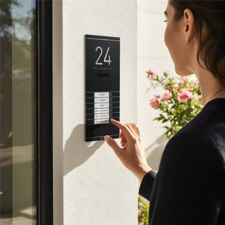 Metzler ADM10 Interphone audio | 6 boutons de sonnettes | Etiquettes de nom chengeable | Anthracite RAL 7016 | Kai