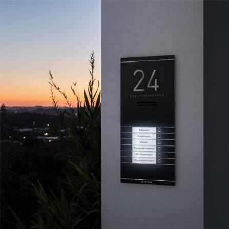 Metzler ADM10 Interphone audio | 6 boutons de sonnettes | Etiquettes de nom chengeable | Anthracite RAL 7016 | Kai