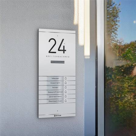 Metzler ADM10 Audio-Türsprechanlage | 6 Klingeltaster | Mit austauschbarem Namensschild | Weiß | Kai