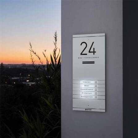 Metzler ADM10 Audio-Türsprechanlage | 6 Klingeltaster | Mit austauschbarem Namensschild | Weiß | Kai