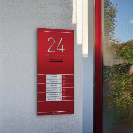 Metzler ADM10 Audio-Türsprechanlage | 6 Klingeltaster | Mit austauschbarem Namensschild | Wunschfarbe | Kai
